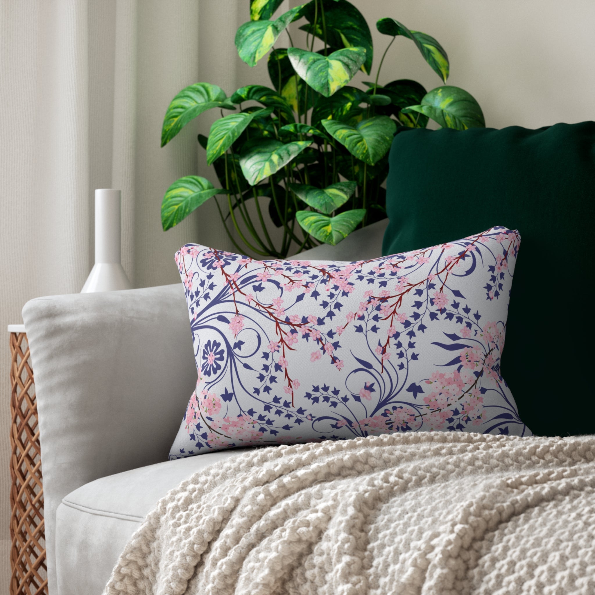 Cherry Blossom Reverie Lumbar Pillow