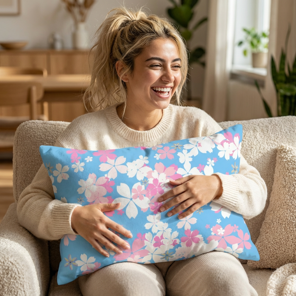 Morning Blossom Mist Lumbar Pillow