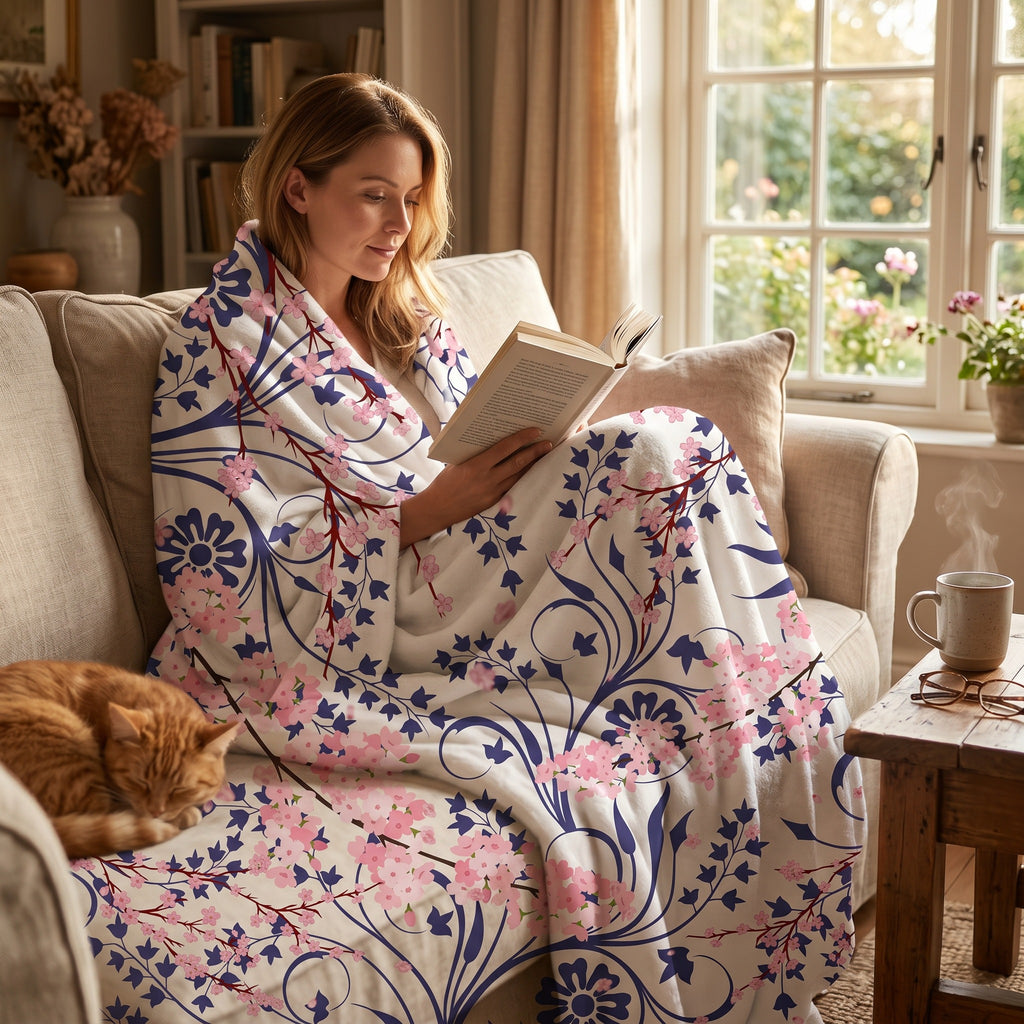 Cherry Blossom Reverie Throw Blanket