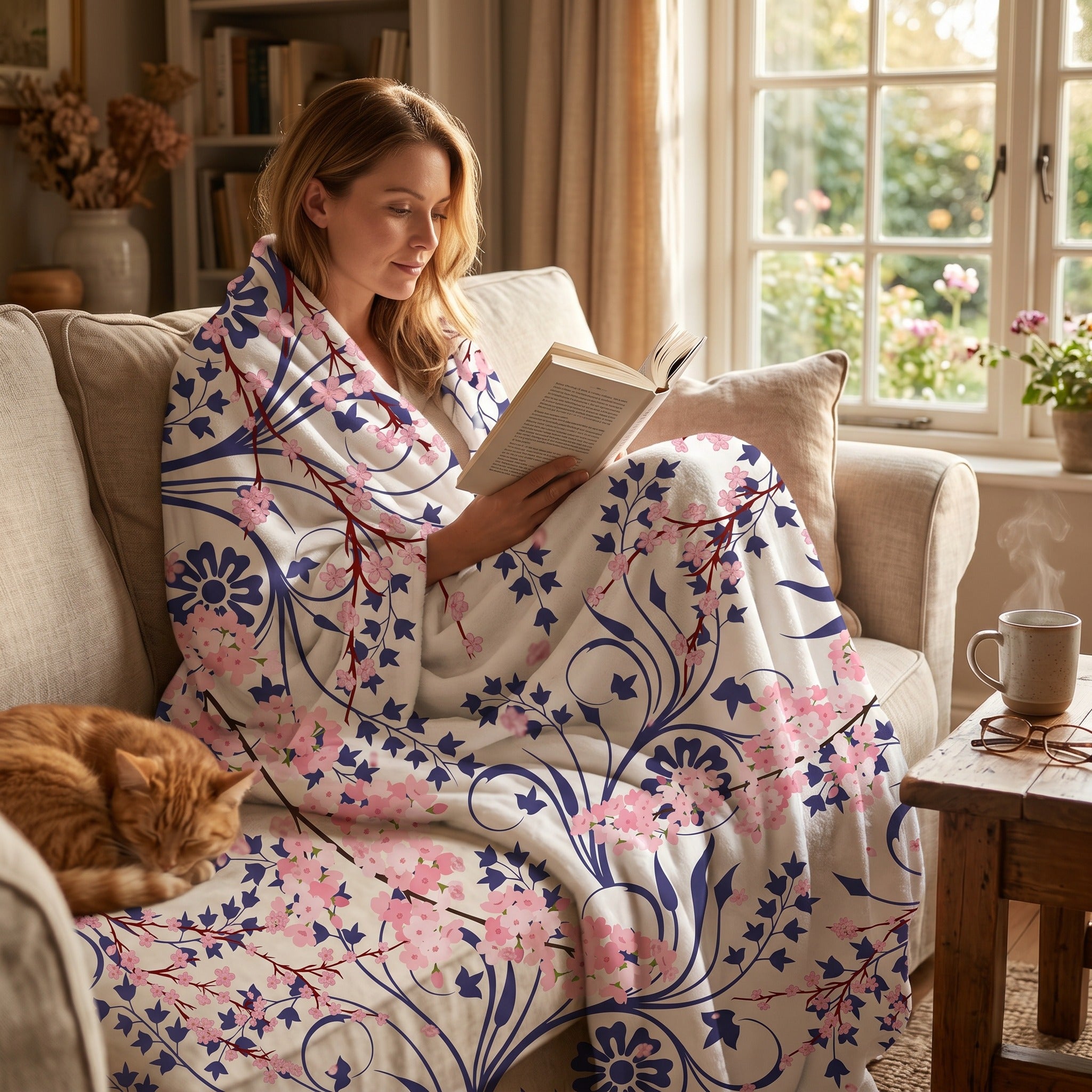 Cherry Blossom Reverie Throw Blanket