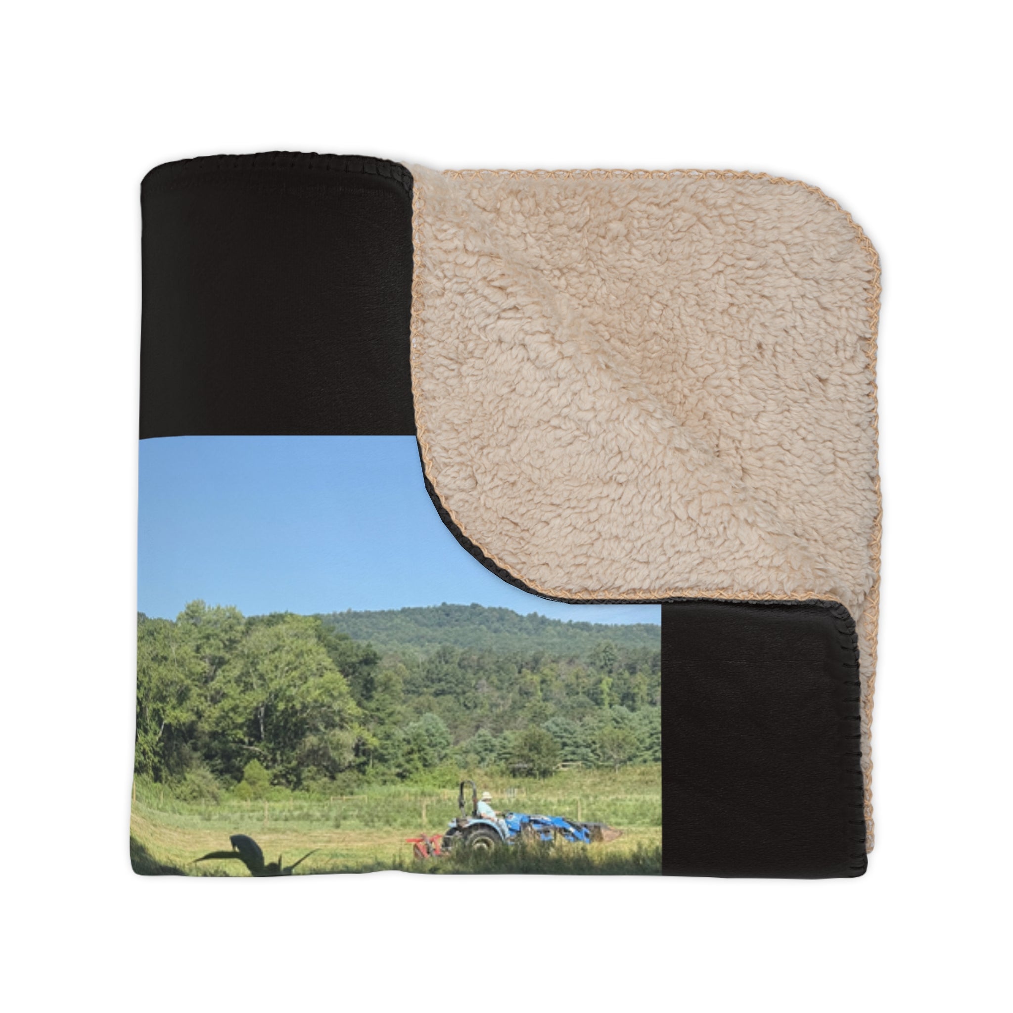 Close-up of personalized blanket print quality showing vibrant photo colors and Love You Mom text