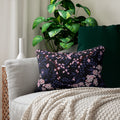 Cherry Blossom Reverie – Midnight Edition Lumbar Pillow, Dark Floral Decorative Pillow, Elegant Home Decor