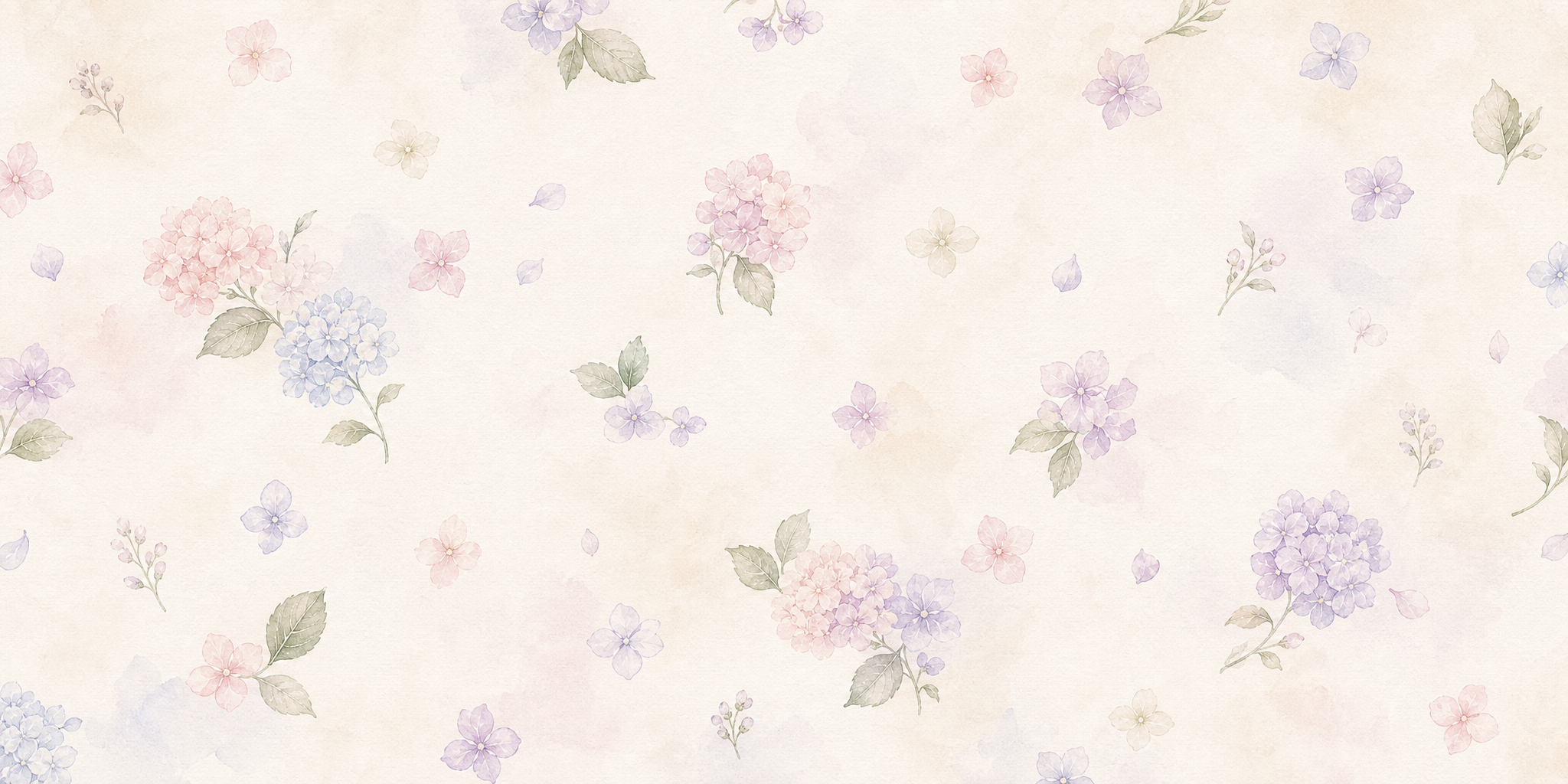Soft Hydrangea Cottage Wallpaper – Delicate Watercolor Floral Coordinate Print