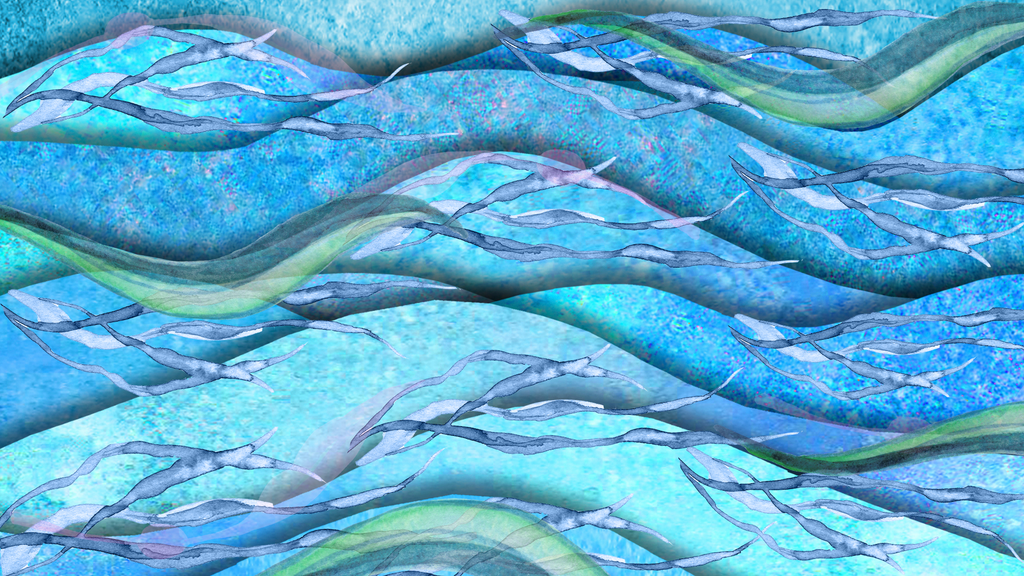 Sea Wave Watercolor Wallpaper – Coastal Blue Feature Wall Mural | Serene Spa-Inspired Wall Décor